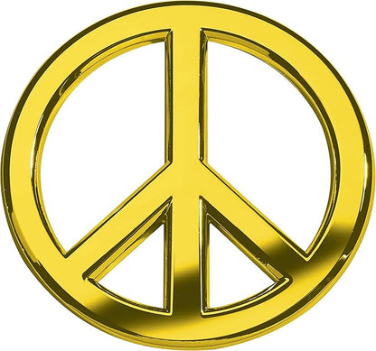 Classic Gold Peace Sign Logo - Metal Car Emblem by Revolution Car Badges - Antiwar Peace and Love Symbol - Premium Alternative to Bumper Stickers, Decals, and Magnets (Gold Plated Metal)
