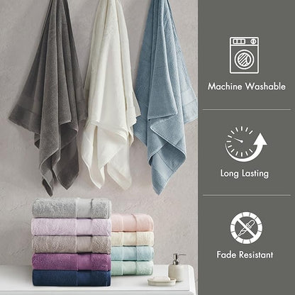 Madison Park Turkish Bath Towel Set 100% Cotton Bath Towel 600GSM Oversized Body Towel 2 Piece, Luxury Soft, Thick Spa Quality, Quick Dry Bathroom Towel, Jumble, 35" x 70", Charcoal