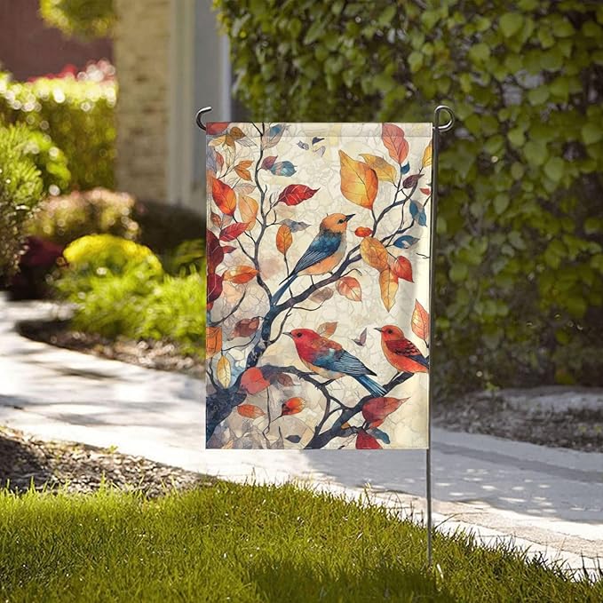Birds Garden Flag 12x18 In Double Sided Yard Flags Lawn Sign Decor No Flagstand