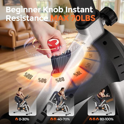 YOSUDA Exercise Bike, Brake Pad Stationary Bike for Home with Exclusive App, Magnetic Indoor Cycling Bike with 300 lb Weight Capacity, Low Noise, Tablet Holder and Fitness Courses for Weight Loss