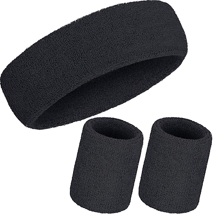 WILLBOND 3 Pcs Sweatbands Set 80s 90s Neon Sports Headband Tennis Striped Sweat Band Sports Competitions Games for Men Women Party Supplies