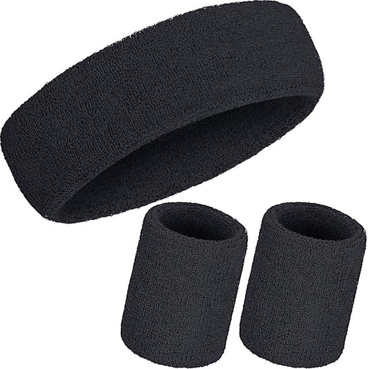 WILLBOND 3 Pcs Sweatbands Set 80s 90s Neon Sports Headband Tennis Striped Sweat Band Sports Competitions Games for Men Women Party Supplies