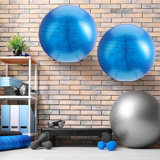 Threan 2 Pack Metal Medicine Ball Rack Wall Mounted 16.6'' Large Yoga Storage Ball Rack Thickened Black Sport Exercise Equipment Holder for Gyms Studios Home Space