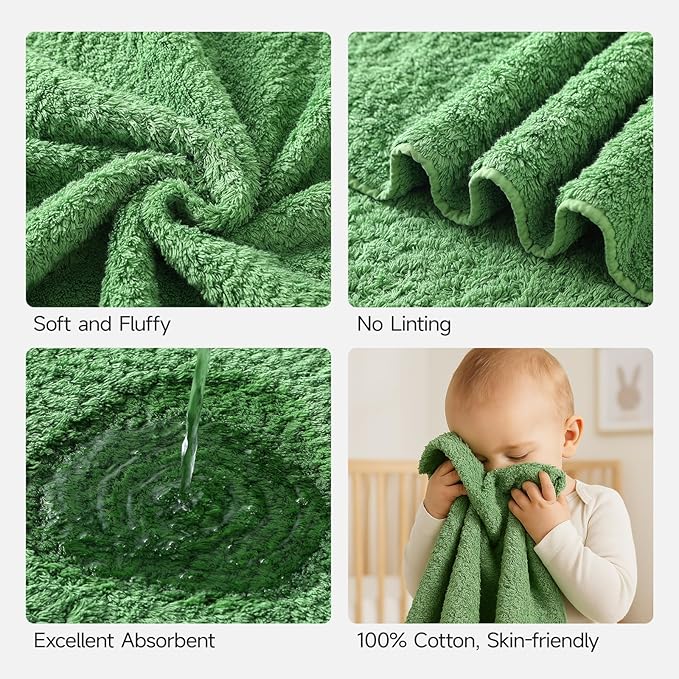 REDKISS Ultra-Plush Bath Towel Set, 900GSM Premium Thick Cotton for Bathroom & Spa, Super Absorbent Quick-Dry Bath Sheets with No Shedding (4-Piece Set for Adults, Luxury Hotel & Home Use)-Grass Green