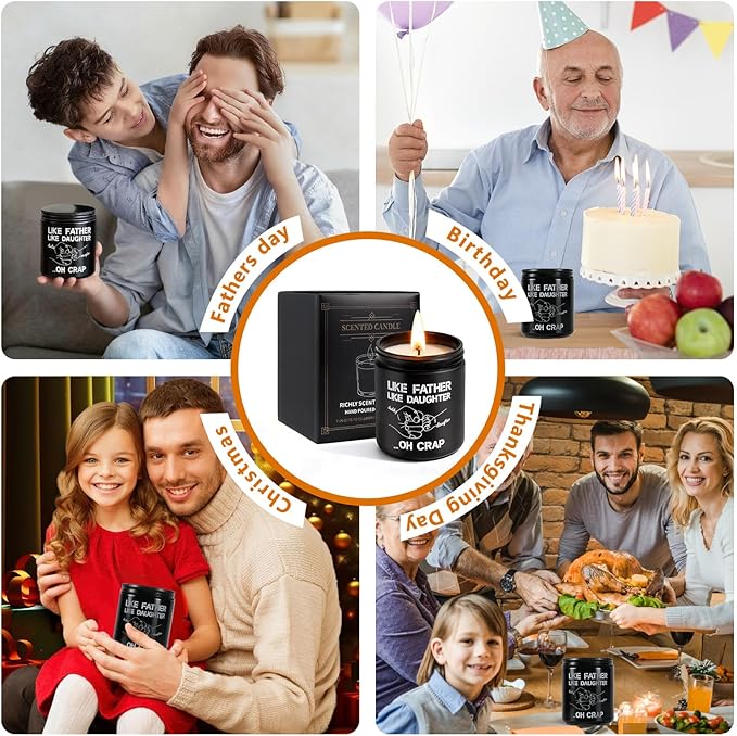 Like Father Like Daughter Candle Gift for Dad from Daughter，Cinnamon Vanilla Scented Candle 7oz Soy Wax Aromatherapy Candle,Gift for Daddy, Daughter, Father’s Day, Birthday, Christmas