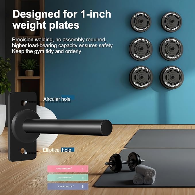Weight Plate Holder, Wall Mounted Weight Storage Rack for Olympic Weight Plate,Home Gym Organizer（Upgrade Length and Thick Steel）
