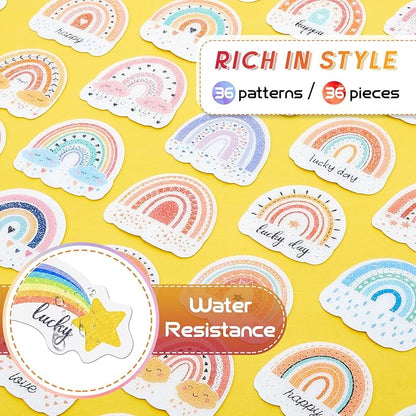 36 Pcs Anxiety Sensory Stickers Mental Health Stickers Fidget Textured Strips Toys Adhesive Tactile Calm Relief Items for Adults Desk School Counselor Classroom(Boho Style)