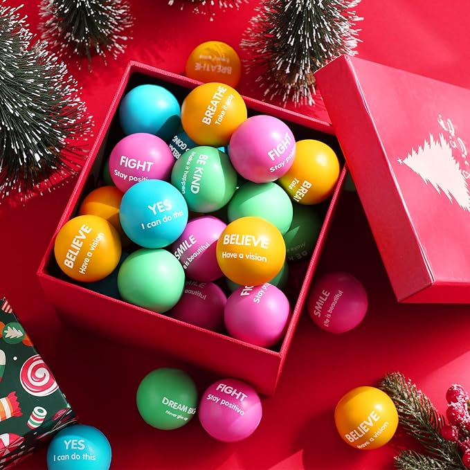 Liliful 48 Pieces Motivational Stress Balls Bulk for Adults Fidget Toys End of The Year Gifts Inspirational Squeeze Balls Employee Appreciation Gift Adult Goodie Bag 2. 2 Inch(Macaron Color)