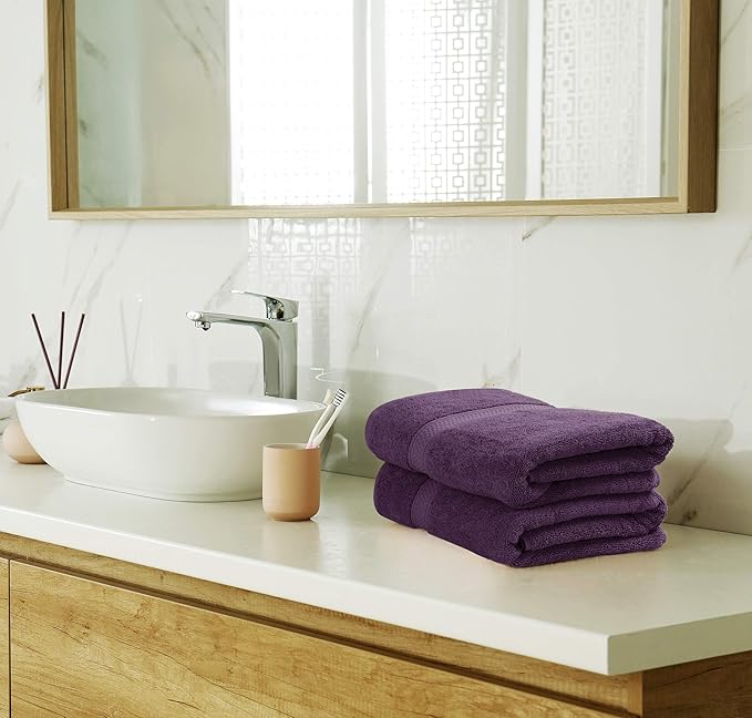 Utopia Towels 8 Piece Premium Towel Set, 2 Bath, 2 Hand, and 4 Wash Cloths, 600 GSM 100% Ring Spun Cotton, Highly Absorbent Towels for Bathroom, Gym, Hotel, and Spa, Plum