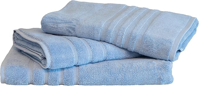 Mosobam Luxury Turkish 3pc Mixed Bath Bundle 2 Sizes for Body Towels and 1 XL Bath Mat Allure Blue 700 GSM & 1000 GSM Bamboo Viscose & Aegean Turkish Combed Cotton