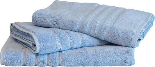 Mosobam Luxury Turkish 3pc Mixed Bath Bundle 2 Sizes for Body Towels and 1 XL Bath Mat Allure Blue 700 GSM & 1000 GSM Bamboo Viscose & Aegean Turkish Combed Cotton