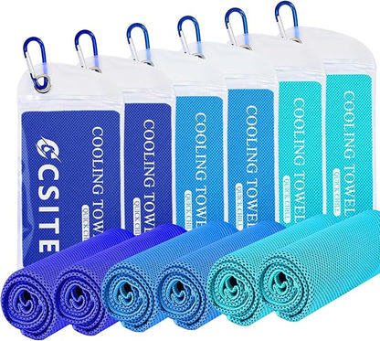 6 Pack Cooling Towels (47"x12") for Neck and Face, Ice Towel for Hot Weather, Soft Breathable Chilly Gym Towels, Microfiber Towel for Work Out, Yoga, Running, Camping & More Activities
