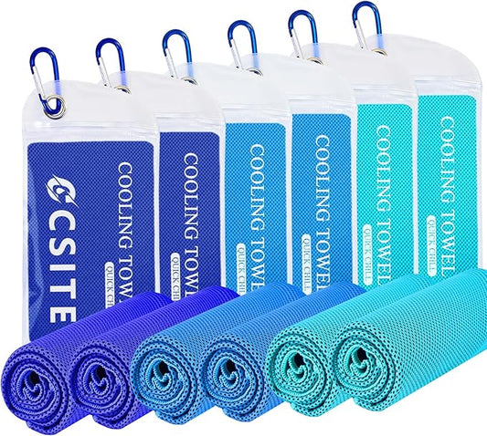 6 Pack Cooling Towels (47"x12") for Neck and Face, Ice Towel for Hot Weather, Soft Breathable Chilly Gym Towels, Microfiber Towel for Work Out, Yoga, Running, Camping & More Activities