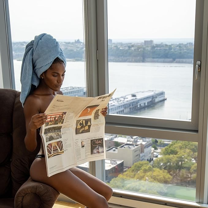 Mosobam Luxury Turkish Set of 2 Bath Towels 30X58 Allure Blue Oversize 700 GSM Bamboo Viscose & Aegean Turkish Combed Cotton