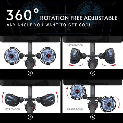 Dual Fan Compatible with Peloton Bike & Bike Plus & Treadmill, 3 Speed and Rechargeable, Adjustable Rotation, Home Gym Accessories for Workout