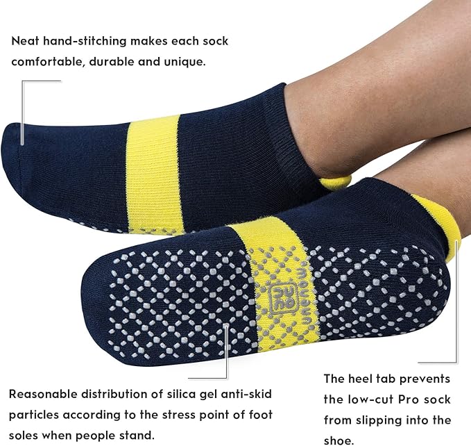 unenow Unisex Non Slip Grip Socks with Cushion for Yoga Pilates Barre Home & Hospital
