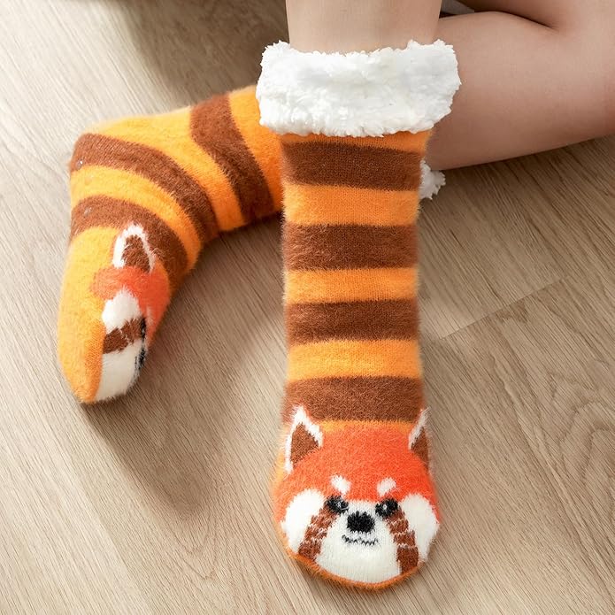 JaosWish Cat Fuzzy Socks Womens Pilates,Postpartum Essentials Non Slip Grip Slippers Hospital Socks for Labor Delivery