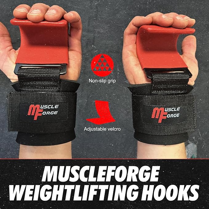 Weight Lifting Hooks for Men & Women - Heavy Duty Lifting Wrist Straps with Hook Grips for Weightlifting - Gym Grips for Weight Lifting, Pull Ups & Deadlift Support