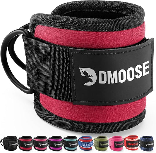 DMoose Fitness Ankle Straps for Cable Machines - One Size Fit with Premium Padding, Glute Kickback Ankle Strap for Women & Men, Cable Attachments for Gym, Booty Workouts, Leg Extension & Hip Abductors