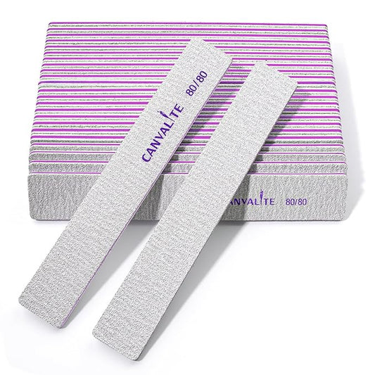 Canvalite 25 PCS Nail File Professional Nail Files Reusable Double Sided Emery Board(80/80 Grit) Nail Styling Tools for Home and Salon Use