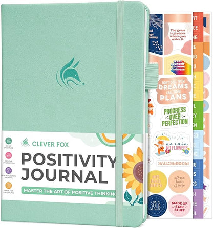 Clever Fox Positivity Journal – Daily Gratitude & Affirmation Journal with Prompts – Motivational Mental Health Journal for Women & Men with Habit Tracker – Lasts 6 Months, A5 Size (Mint)