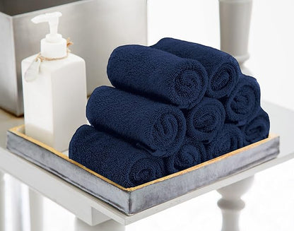 Utopia Towels 12 Pack Cotton Washcloths Set, 100% Ring Spun Cotton, Premium Flannel Face Cloths, Highly Absorbent and Soft Feel Fingertip Towels, Navy