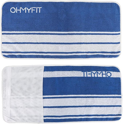 Smart Fitness Towel With Zippered Pocket - Gym Accessory for Men & Women - Multifunctional Quick Dry Sweat Towel for Workout, Yoga, Tennis, Sports & More (Blue, Pack of 1)