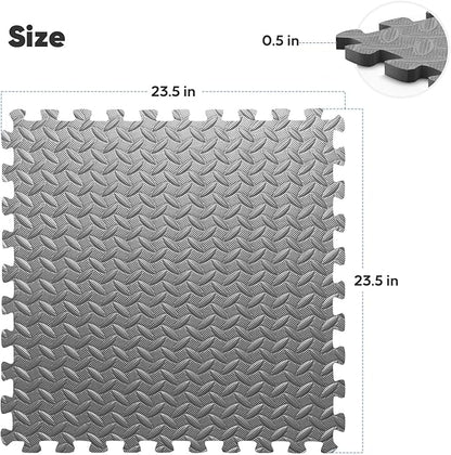 Home Gym Mat, Puzzle Exercise Mat, EVA Interlocking Foam Floor Tiles for Home Workout Equipment and Kids' Play Areas -, 24 in x 24 in x ½ in, Grey 36 Tiles