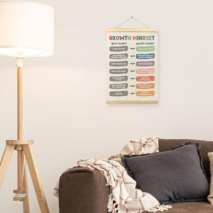 TLESKE Mental Health Growth Mindset Poster Hanger Frame, Inspirational Motivational Hanging Wall Art Decor for Classroom Therapist Therapy Counseling Office Playroom, Nursery Prints Picture, 12x16