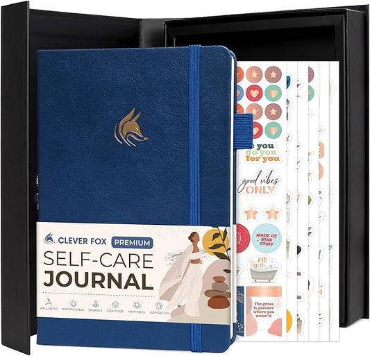 Clever Fox Self-Care Journal Premium – Daily Gratitude & Mental Health Notebook for Women – Reflection & Personal Development Journal (Mystic Blue)