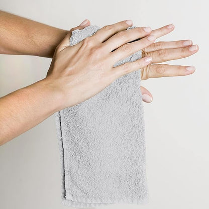 Utopia Towels 24 Pack Cotton Washcloths Set, 100% Ring Spun Cotton, Premium Quality Flannel Face Cloths, Highly Absorbent and Soft Feel Fingertip Towels, Silver
