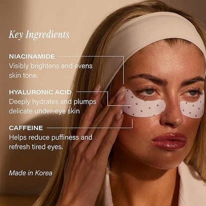 + Lux Unfiltered Cooling Under Eye Patches - Anti-Slip Caffeine Infused Korean Eye Mask - Reduces Puffiness, Brightens, & Hydrates Skin - Fragrance Free, Vegan, & Cruelty Free - 10 Count