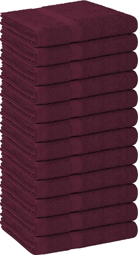Utopia Towels, Salon Towel, Pack of 12, Not Bleach Proof, 16 by 27 Inches, Highly Absorbent Cotton Towels for Hand, Gym, Beauty, Spa, and Home Hair Care, Burgundy