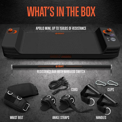 SQUATZ Apollo Board Mini: 150lb Resistance Smart Cable Machine, Functional Trainer for Full Body Workouts, Full Body Strength, Digital Home Gym Equipment with Free App Includes Accessories, Orange