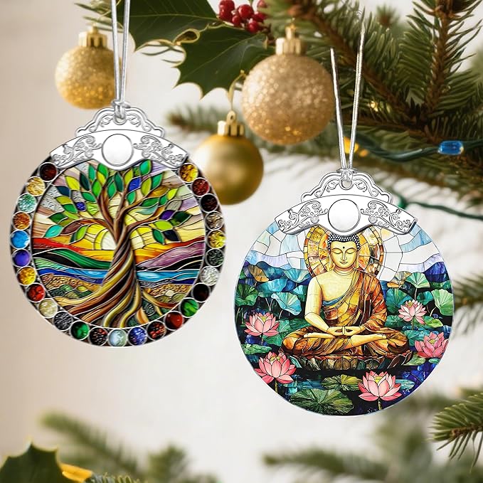 Buddha Christmas Ornaments: Christmas Tree Ornaments, Buddha Meditation Decor, Namaste Decor, Stocking Stuffers, Gift Idea & Gifts for Buddhists, Meditation/Yoga Practitioners, Lovers of Eastern Art