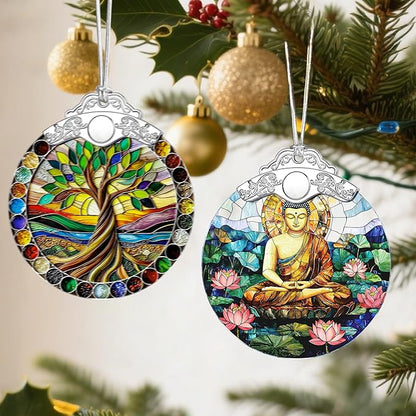 Buddha Christmas Ornaments: Christmas Tree Ornaments, Buddha Meditation Decor, Namaste Decor, Stocking Stuffers, Gift Idea & Gifts for Buddhists, Meditation/Yoga Practitioners, Lovers of Eastern Art