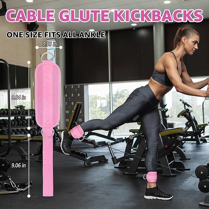 Fitness Ankle Straps for Cable Machine, Kickbacks Glute Workouts, Lower Body Exercises, Adjustable Leg Straps with Neoprene Padding Men Women