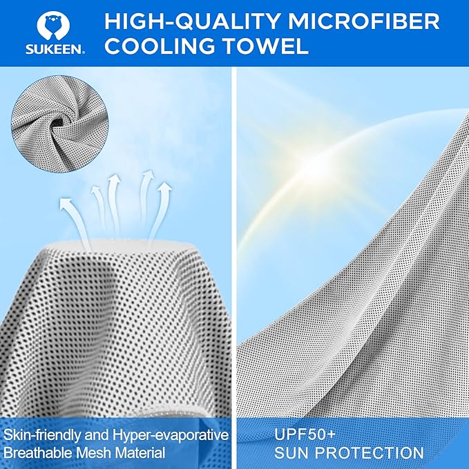 Sukeen [4 Pack Cooling Towel (40"x12"),Ice Towel,Soft Breathable Chilly Towel for Yoga,Sport,Running,Gym,Workout,Camping,Fitness,Workout & More Activities