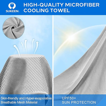 Sukeen [4 Pack Cooling Towel (40"x12"),Ice Towel,Soft Breathable Chilly Towel for Yoga,Sport,Running,Gym,Workout,Camping,Fitness,Workout & More Activities