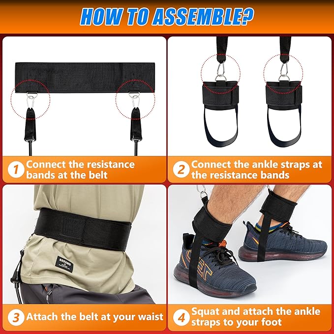 | Jump Dunk Vertical Leg Bands Trainer for Basketball, Football, Volleyball, and Strength Training. Tester Exercise Plyometric Jumptrainer Equipment. With high Resistance for higher Jumping.