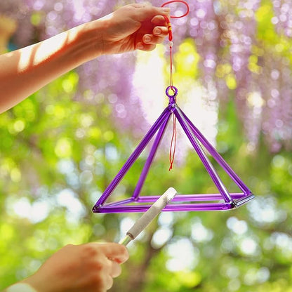 TOPFUND 6" Purple Crystal Singing Pyramid Sound Therapy Instrument with Carrying Case and Quartz Suede Mallet