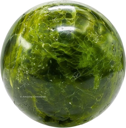 Amazing Gemstone Green Tourmaline Crystal Ball with Stand - 2 Inches Crystal Sphere Meditation Balls for Witchcraft and Decorative Balls