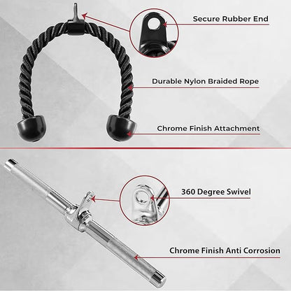 Yes4All Cable Machine Attachment, Tricep Straight Bar, V Bar, LAT Pulldown Attachments/Accessories Load 880lbs for Home Gym