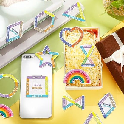 Crtiin 50 Pieces Anxiety Sensory Stickers for Anxiety Relief Items Mental Health Stickers Fidget Textured Strips for Office Classroom Desk Relieve Adult Stress(Vivid Style)