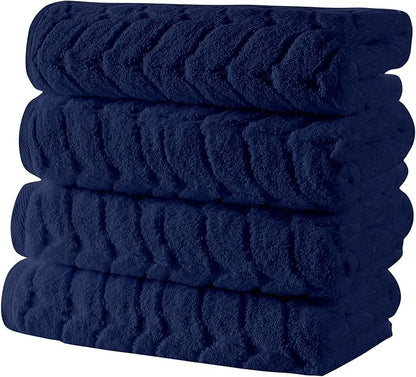 BAGNO MILANO Turkish Bath Towels, Soft Plush Jacquard Luxury Bath Towels, Quick Dry Towel Set (Navy, 3 pcs Towel Set)