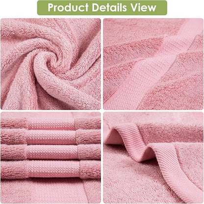 3PC Bathroom Towels Set for Face and Body, Sensitive Skin Pink Luxury Towels Set for Adult Students Kids Baby, Super Soft Highly Absorbent Towels Set for Bathroom 3 PC