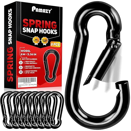 8Pcs 2.36In Spring Snap Hooks, Carabiner Clip, Heavy Duty Rope Connector, Quick Link Carabiners Spring Snap Hooks for Indoor and Outdoor Activity, Camping, Climbing, Fishing, Hiking