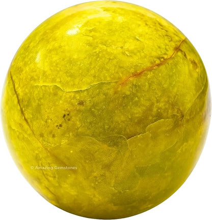 Amazing Gemstone Green Opal Crystal Ball with Stand - 2 Inches Crystal Sphere Meditation Balls for Witchcraft and Decorative Balls