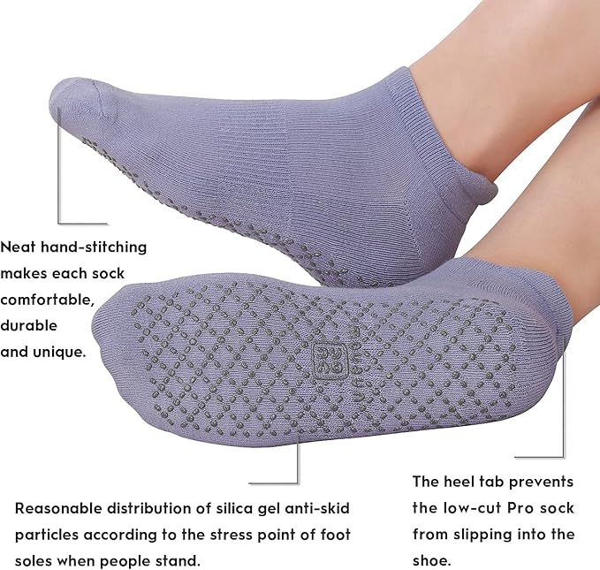 unenow Unisex Non Slip Grip Socks with Cushion for Yoga Pilates Barre Home & Hospital