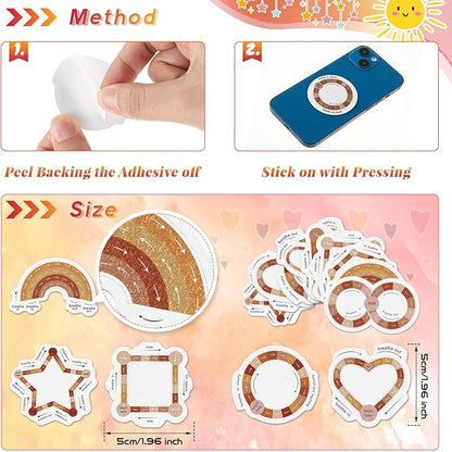 36 Pcs Anxiety Sensory Stickers Mental Health Stickers Fidget Textured Strips Toys Adhesive Tactile Calm Relief Items for Adults Desk School Counselor Classroom(Boho Breathe Style)